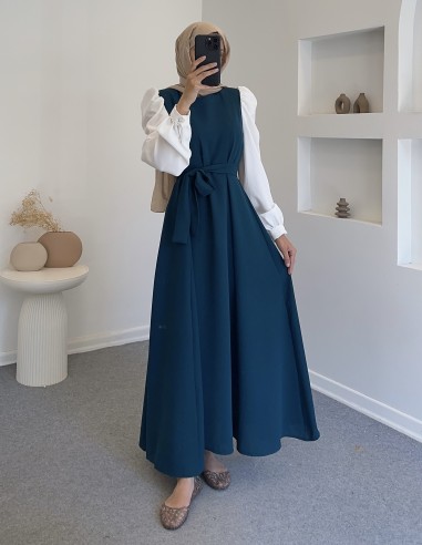 2003 kolu şifon gömlek elbise- zümrüt...