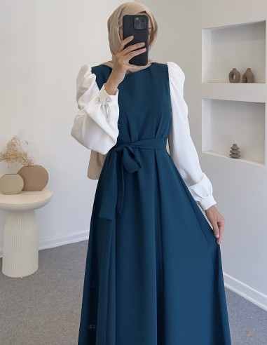 2003 kolu şifon gömlek elbise- zümrüt...