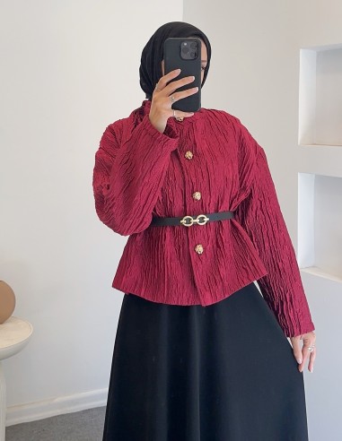 7270 sera gold düğmeli ceket - bordo