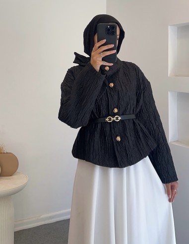 7270 sera gold düğmeli ceket -Siyah