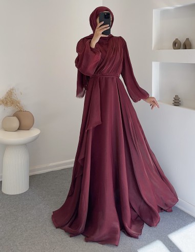 25Y-3072 hayal elbise -Bordo