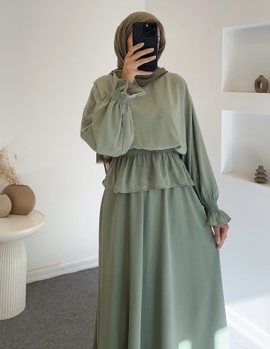 322 beli büzgülü simli ikili takım -...