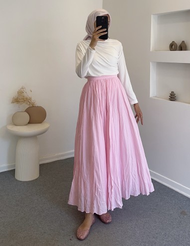 608 pamuk vual astarlı etek -Pembe