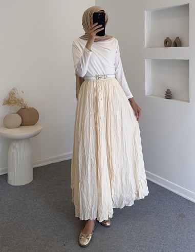 608 pamuk vual astarlı etek -Sarı