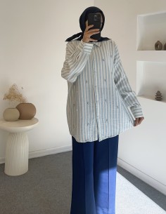 5183 taş detaylı tunik - Mavi