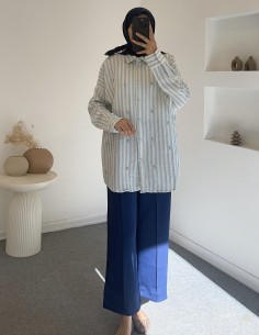 5183 taş detaylı tunik - Mavi 2