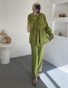 7181 keten pantolon takım -...