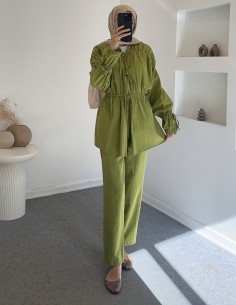 7181 keten pantolon takım -... 2