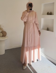 7864 miray elbise -pudra pembe