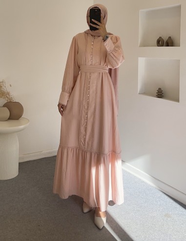 7864 miray elbise -pudra pembe