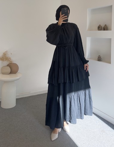 012 kat kat elbise -Siyah