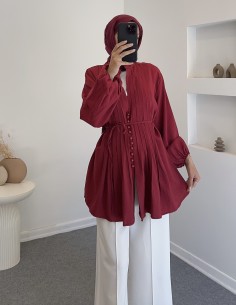 51414 nervürlü gömlek - bordo 2