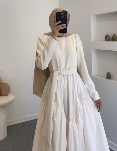 6001 elsa elbise - krem