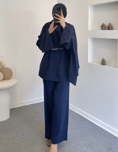 8727 şal yaka takım - lacivert 2