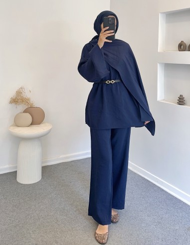8727 şal yaka takım - lacivert