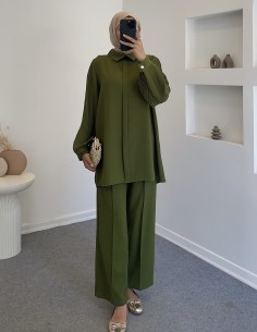 7262 pliseli kol takım- yeşil 2