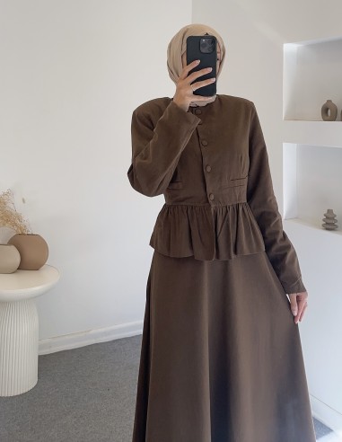 3018 gömleği fırfırlı takım- kahvere