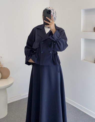 3127 trençkot etekli takım- lacivert