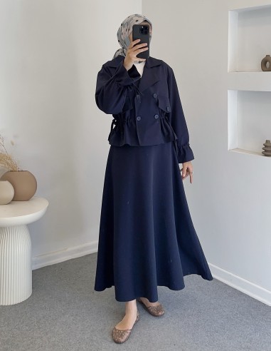 3127 trençkot etekli takım- lacivert