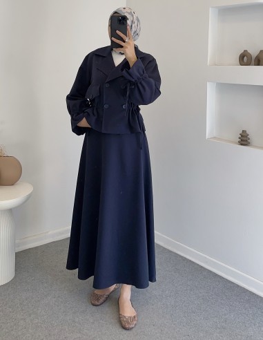 3127 trençkot etekli takım- lacivert