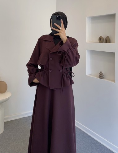 3127 trençkot etekli takım- Bordo