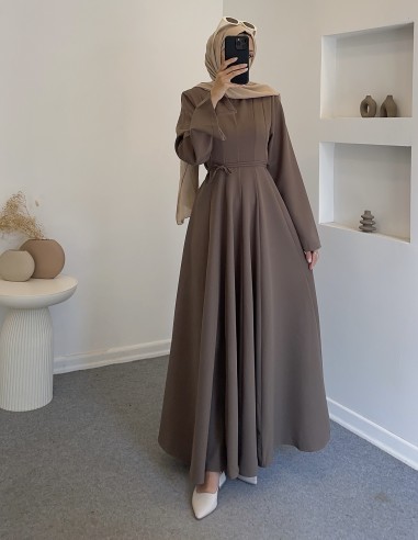 26021 angora elbise - Kahverengi