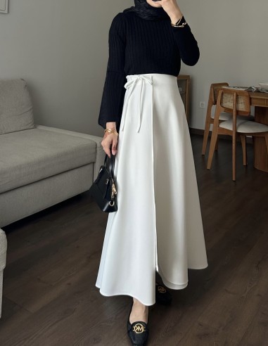 508 kurvaze bağlamalı scuba etek - Beyaz