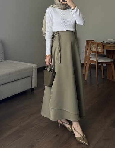 508 kurvaze bağlamalı scuba etek -Yeşil