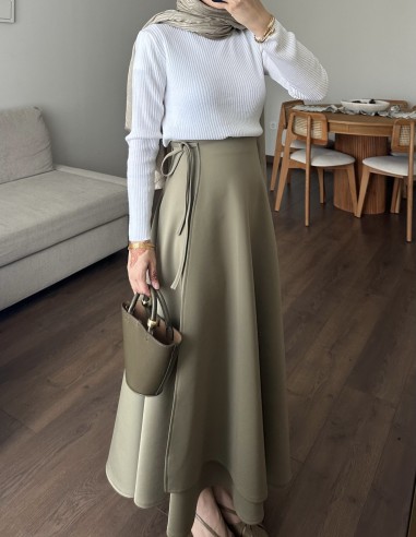 508 kurvaze bağlamalı scuba etek -Yeşil