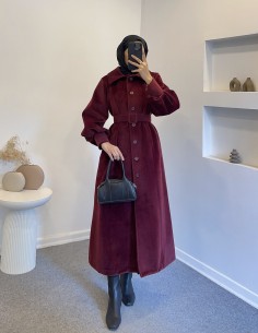 5005 yumuşak yün kaban - bordo