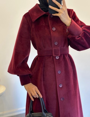 5005 yumuşak yün kaban - bordo