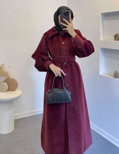 5005 yumuşak yün kaban - bordo