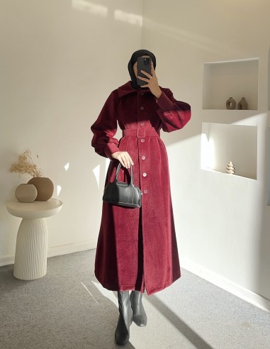 5005 yumuşak yün kaban - bordo