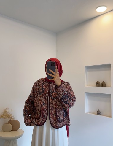 4015 kapitone ceket - bordo