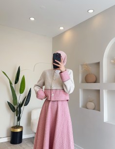 2904 Simli Şanel Takım - Pembe