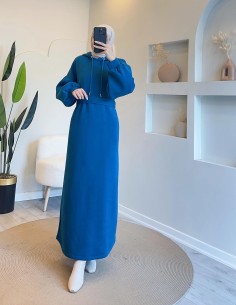 9107 sweat elbise - Turkuaz