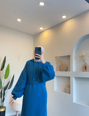 9107 sweat elbise - Turkuaz