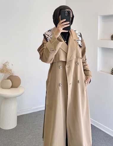 2209 yaka detay trençkot - camel