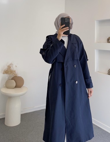 2209 yaka detay trençkot -Lacivert