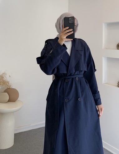 2209 yaka detay trençkot -Lacivert