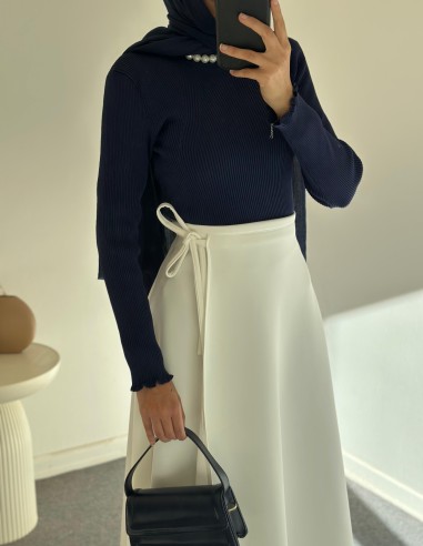 508 kurvaze bağlamalı scuba etek - Beyaz