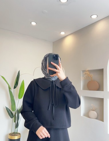 9164 bebe yaka etekli takım - siyah