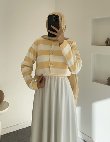 2796 çizgili hırka - sarı