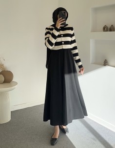 2796 çizgili hırka - Siyah 2