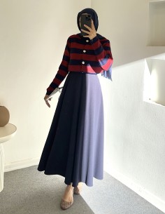 2796 çizgili hırka - Bordo