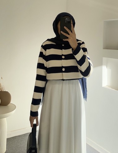 2796 çizgili hırka - Lacivert