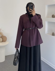 25027 kemerli ceket - bordo 2