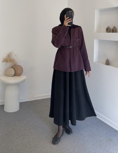 25027 kemerli ceket - bordo