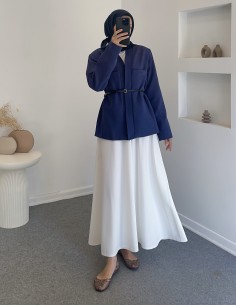 25027 kemerli ceket -Lacivert