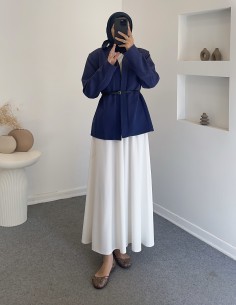 25027 kemerli ceket -Lacivert 2